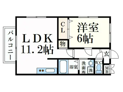 イーグレットハウス(1LDK/2階)の間取り写真