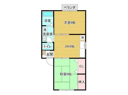 リストワール幸町B(2DK/2階)の間取り写真