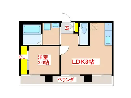 松山マンション(1LDK/3階)の間取り写真