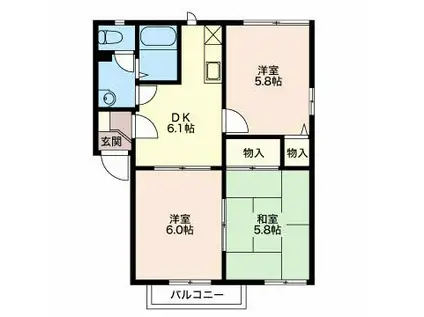 フレグランス・浜 C(3DK/2階)の間取り写真