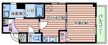 リバーライズ寺田町(1DK/5階)の間取り写真