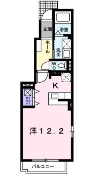 エンブレイスB(ワンルーム/1階)の間取り写真