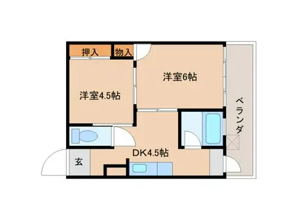 波まちテラス(2DK/1階)の間取り写真