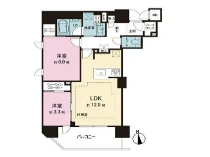 ソルティア東京王子(2LDK/9階)の間取り写真