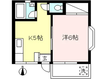 ベルハイム成城(1K/1階)の間取り写真