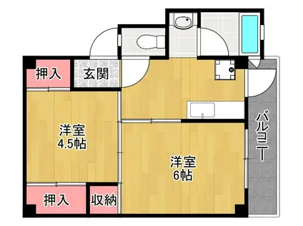 ビレッジハウス 招提(2K/3階)の間取り写真