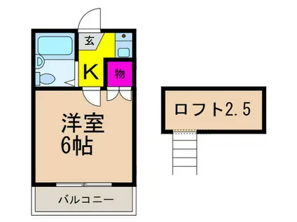 エイブル富田(1K/2階)の間取り写真