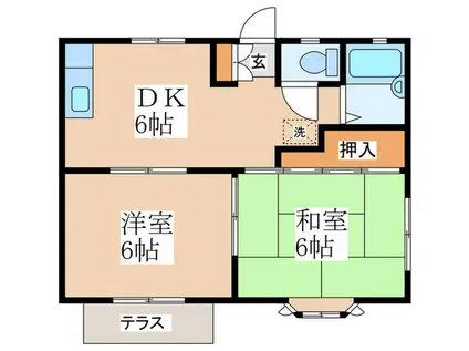 サンハイツ三内(2DK/1階)の間取り写真