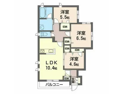 RELA市野倉(3LDK/1階)の間取り写真