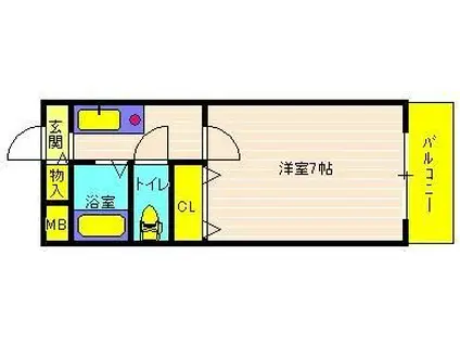 サンシャII(1K/4階)の間取り写真