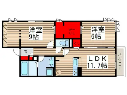 メゾンルミエール(2LDK/2階)の間取り写真