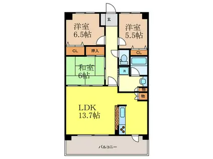 クローバー・ノース江坂(3LDK/2階)の間取り写真