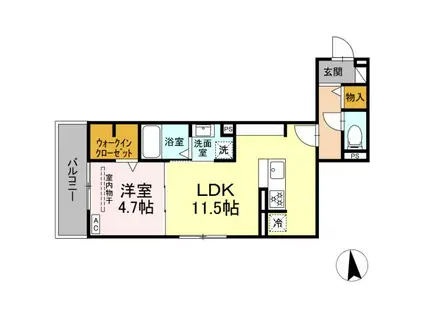 ニューヴィレッジII(1LDK/3階)の間取り写真