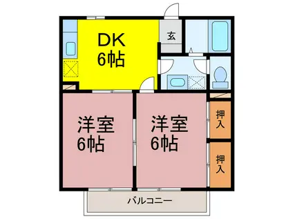ファームヤード吉住(2DK/2階)の間取り写真