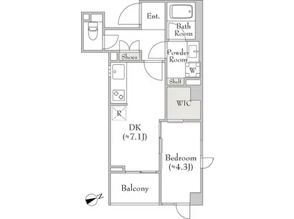 ミリアレジデンス白金台(1DK/3階)の間取り写真