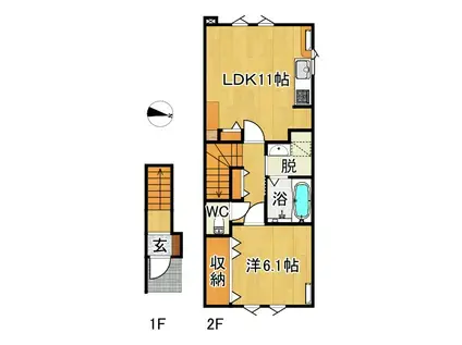 俵元2丁目AP(1LDK/2階)の間取り写真