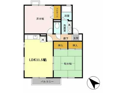 21番館 B棟(2LDK/2階)の間取り写真