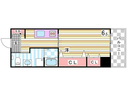 メゾンドゥエトワール(1K/7階)の間取り写真