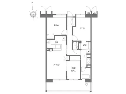アーバンシティ浜松幸(3LDK/9階)の間取り写真