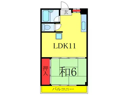 杉浦コーポ(1LDK/3階)の間取り写真