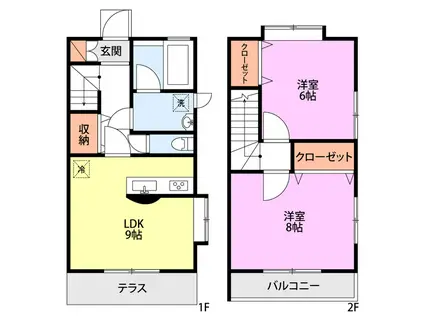 ベルシュ C(2LDK/1階)の間取り写真