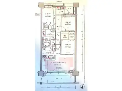 パークスクエアさいたま新都心ブリーズコートB棟(3LDK/9階)の間取り写真