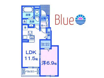 レジデンス 湘南(1LDK/1階)の間取り写真
