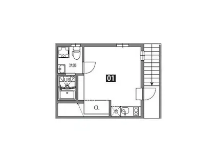 カラスヤマテラスS(ワンルーム/1階)の間取り写真