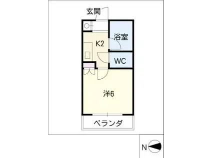 ハイツ江西(1K/3階)の間取り写真
