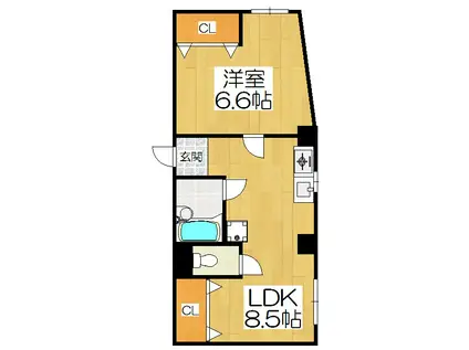 サンローラン新十条(1LDK/2階)の間取り写真