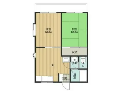 アクール(2DK/2階)の間取り写真