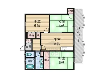 サンシャイン茨木2(3LDK/1階)の間取り写真