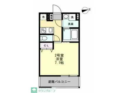 ベイルームヒルズ三ツ境(1K/1階)の間取り写真