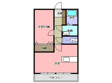 カーサ小川II(1LDK/2階)の間取り写真