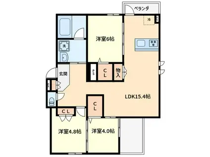 尼崎市塚口本町1丁目ヘーベルメゾン(3LDK/3階)の間取り写真