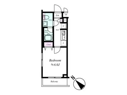 プレール・ドゥーク上池袋(1K/2階)の間取り写真