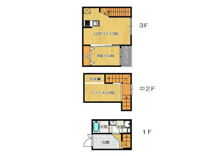 ガレット箱崎(1LDK/1階)の間取り写真