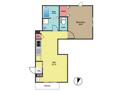 CYPRIS COURT 羽根木(1LDK/1階)の間取り写真