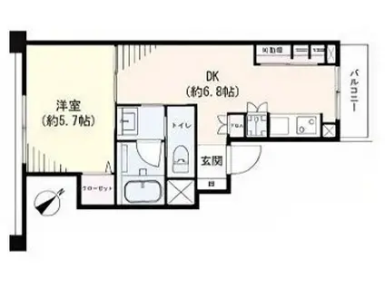 並木クイーンコーポ(1DK/5階)の間取り写真