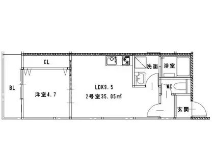 ハピネスベリー筑紫野(1LDK/3階)の間取り写真
