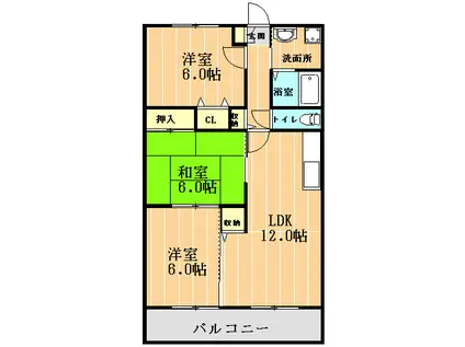 ファインパレス(3LDK/2階)の間取り写真