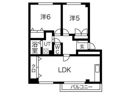 アリエンデ加茂(2LDK/1階)の間取り写真