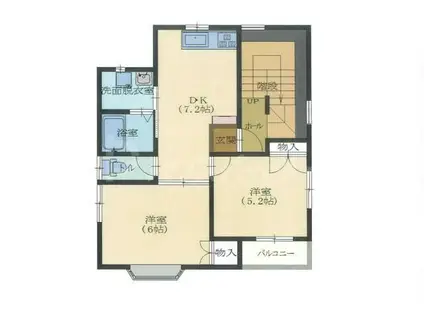 マルカビル(2DK/2階)の間取り写真