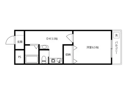 平井ビル(1DK/3階)の間取り写真