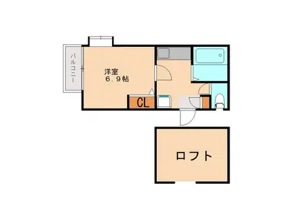 グレースハイツ姪浜(1K/1階)の間取り写真