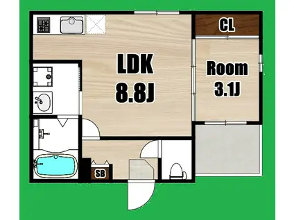 ハーモニーテラス吉祥院西定成町(1LDK/2階)の間取り写真