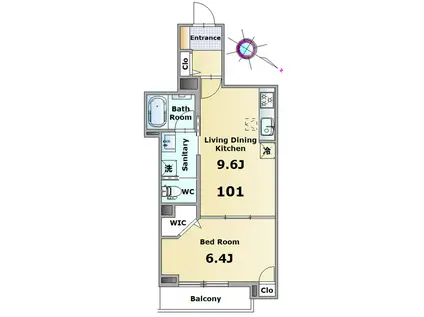 ロイヤルパレス黒砂台(1LDK/1階)の間取り写真