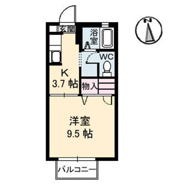 インペリアルA棟(1K/1階)の間取り写真
