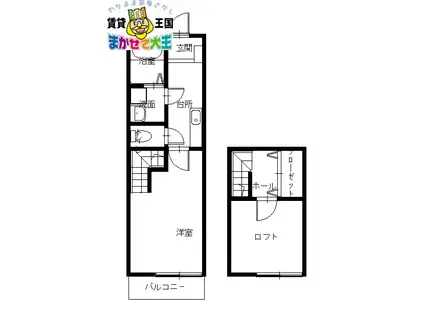 ル・プティボヌール(1K/1階)の間取り写真