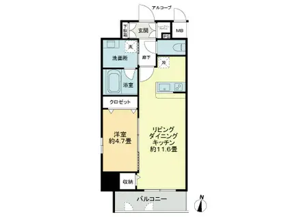 プレイス白壁(1LDK/7階)の間取り写真